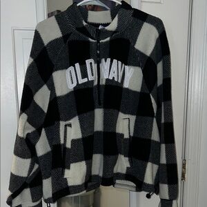 Old Navy Checkered Black and White Pullover